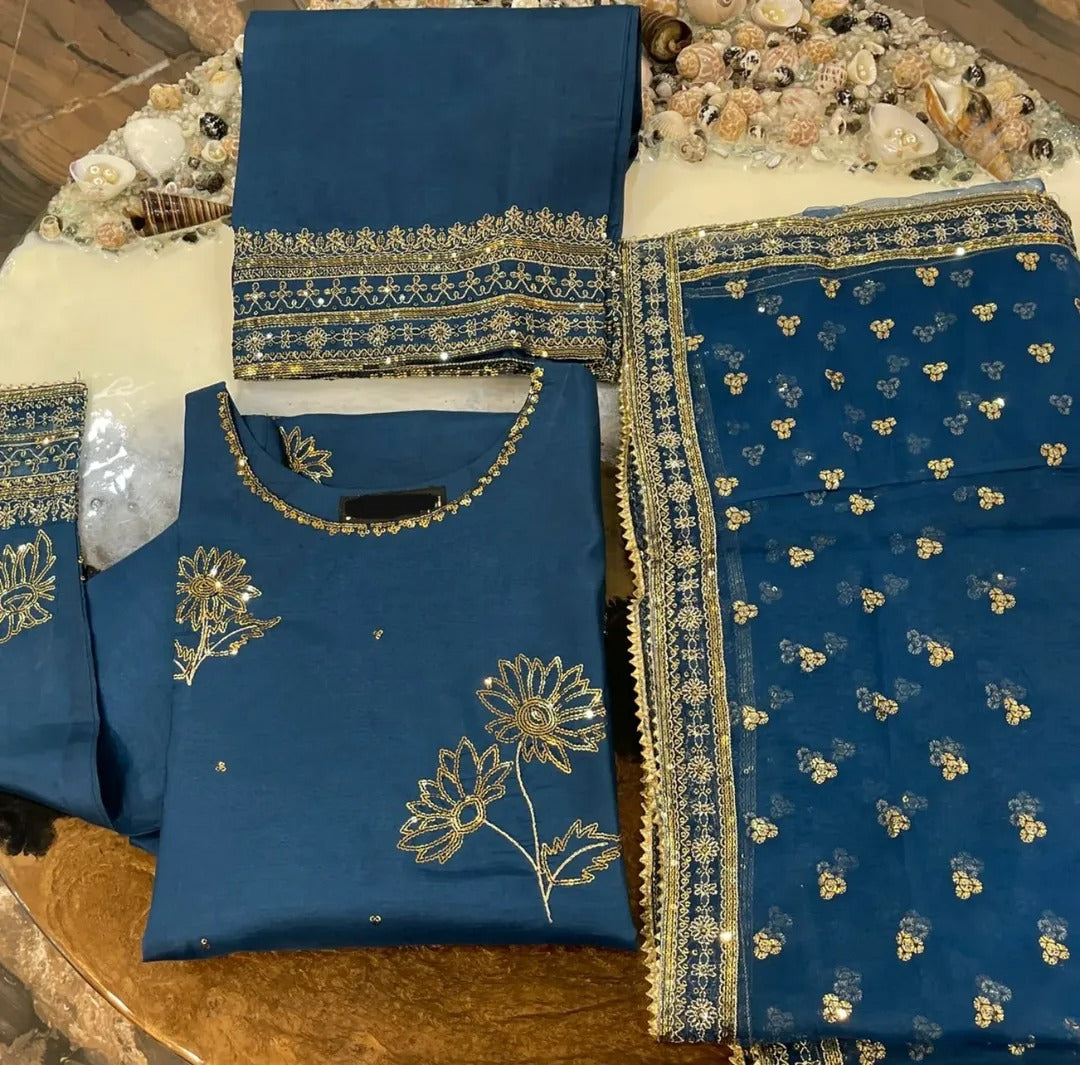 Royal Azure Embroidered