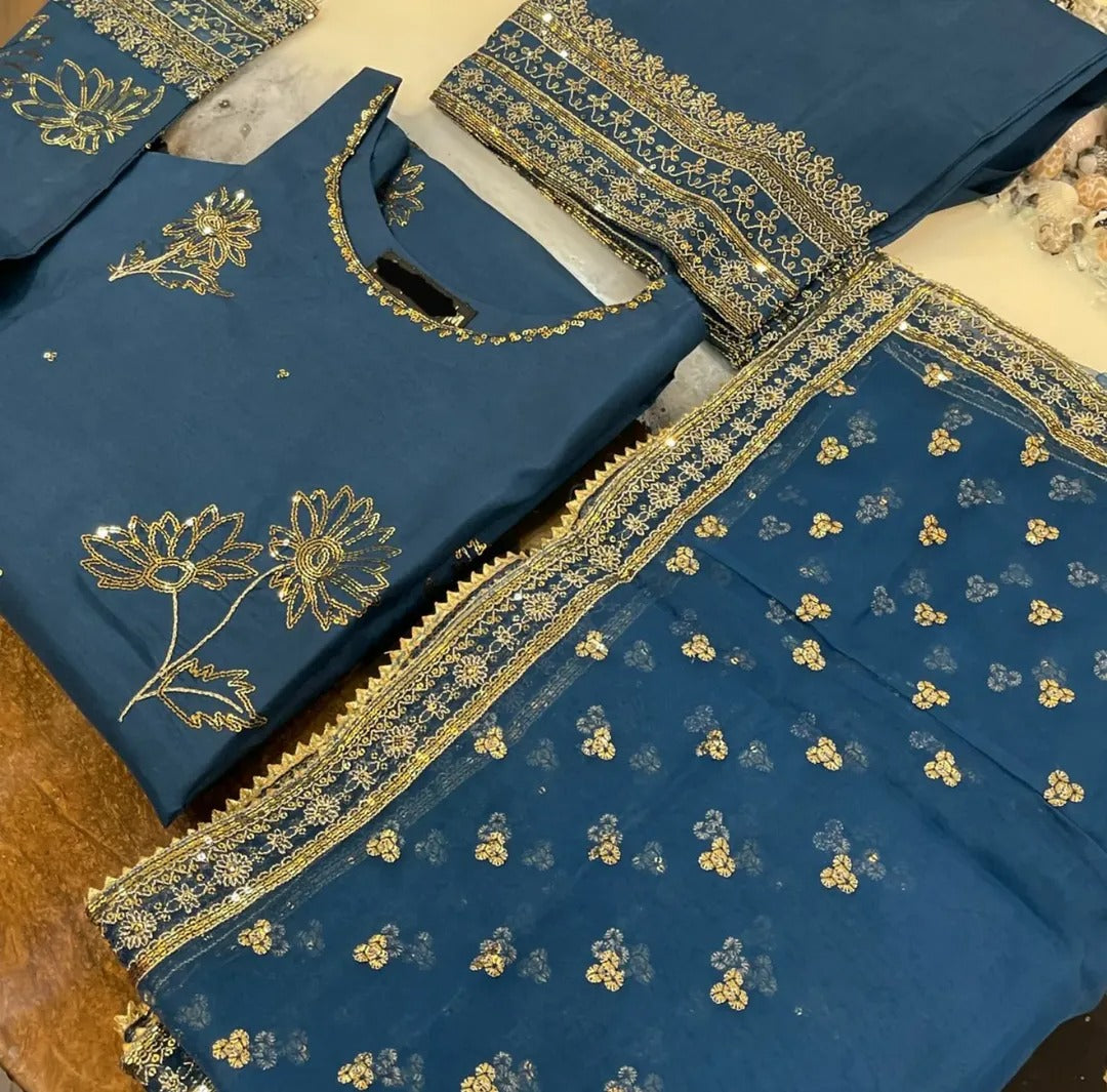 Royal Azure Embroidered
