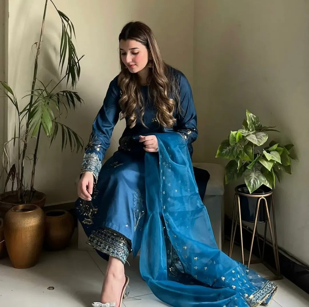 Royal Azure Embroidered