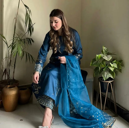 Royal Azure Embroidered