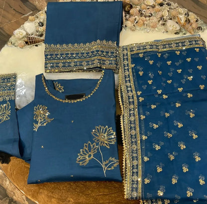 Royal Azure Embroidered