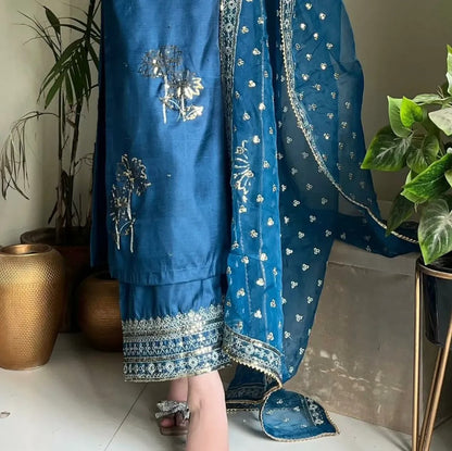 Royal Azure Embroidered